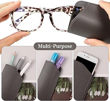 6 Pack Soft Glasses Cases, Leather Eyeglass Cases Travel Glasses Case for Women, Men, Kids