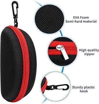 6 Pack Sunglasses Case Portable Travel Zipper Eyeglasses Case With Hook